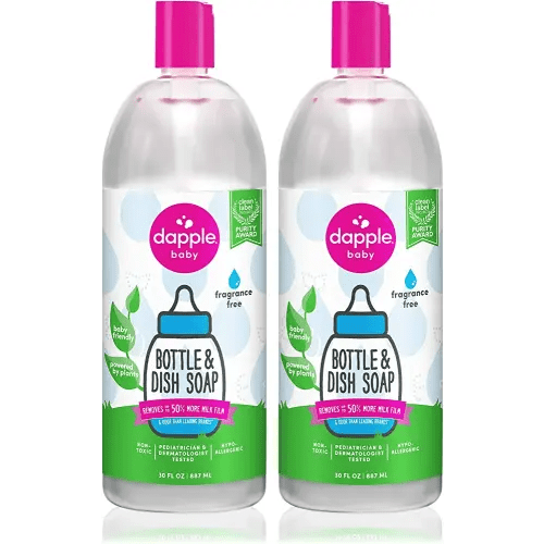 Dapple Baby Bottle Soap & Dish Soap Refill Baby, Fragrance Free, Plant Based Dish Liquid for Dishes & Baby Bottles - Hypoallergenic Soap, Liquid Soap Refill, 30 Fl Oz (Pack of 2)