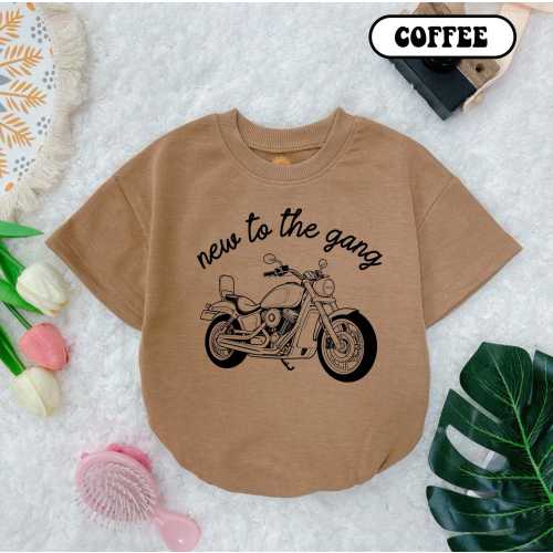 New to the Gang Bubble Romper, Biker Baby clothes, Racing Bodysuit, Race Car Outfits, Littlest Member, Baby Shower Gift, Baby Announcement