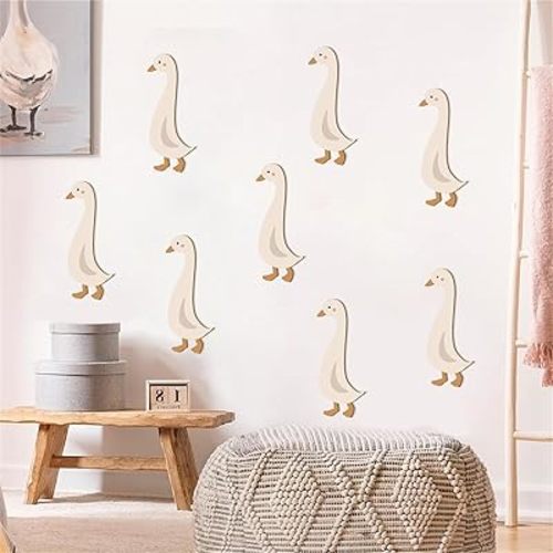 Wood Goose Wall Decor Wooden Nursery Decor Boho Geese Wall Art Stickers Self Adhesive Duck Wall Decor Peel and Stick Cute Goose Wall Decals for Baby Room Kid Bedroom Playroom Decor