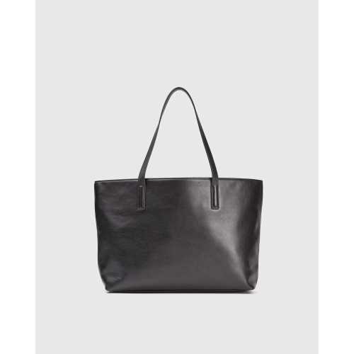 Classic Italian Leather Tote in Black