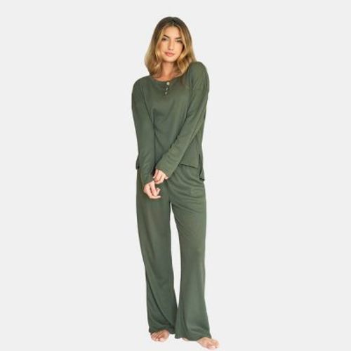 Women's Cozy Ribbed Knit Olive Green Loungewear Pajama Set - Cupshe-S-Green