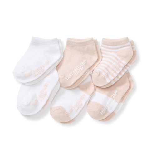 Solid and Stripes Organic Cotton Baby Ankle Socks 6 Pack Ranunculus