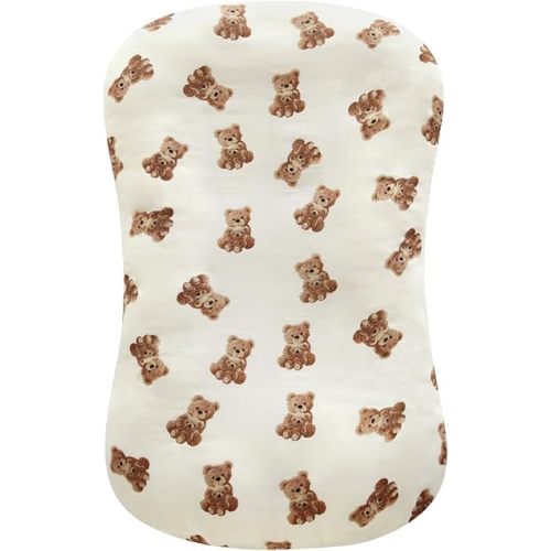LifeTree Muslin Baby Lounger Cover, Newborn Slipcover Lounger Cover for Boys Girls Infant, Soft 70% Viscose from Bamboo and 30% Cotton, Cover Only, Bear Pattern