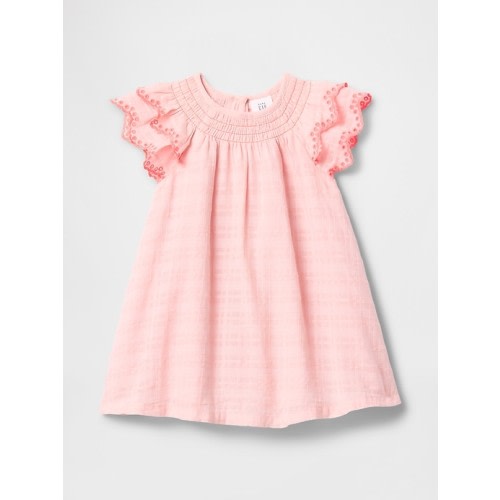 Baby Flutter-Sleeve Cotton Dress