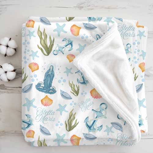 Ave Maris Stella Blanket, Star of the Sea Blanket/Swaddle Catholic Gifts for Baby/Kids, Virgin Mary, Communion, Confirmation, Baptism Gift