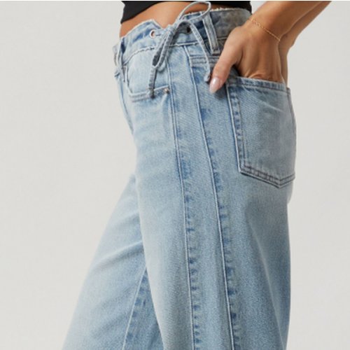 PacSun Casey Bow Tie Low Rise Baggy Jeans Light Indigo | PacSun