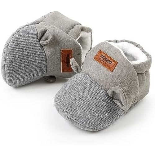 GDSDYM Baby Booties Cozy Fleece Slippers Soft Baby Shoes With Gripper Soles, Winter Warm Infant Newborn Crib Sock Shoes First Walkers