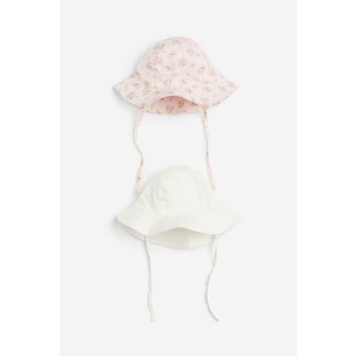 2-pack Cotton Sun Hats, Light dusty pink/floral
