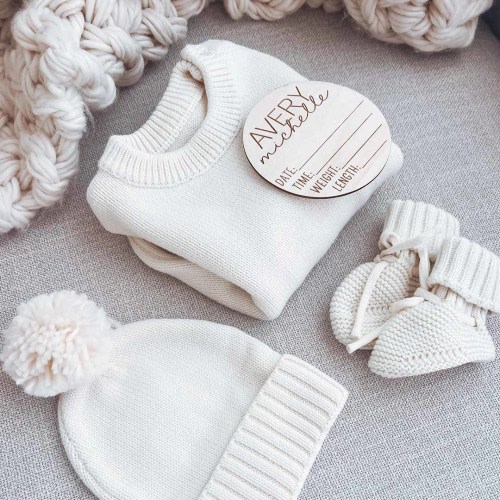 Knit Baby Pom Pom Beanie | Ivory