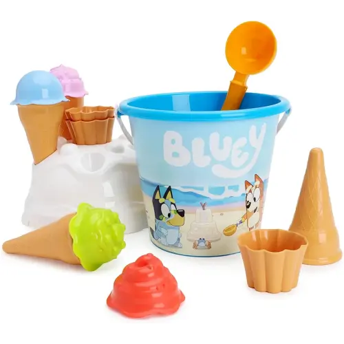 Toyland® Bluey & Bingo 14 Piece Bucket & Scoop Set with Ice Cream Cones - Sand & Water Play Sandbox - Beach Toys