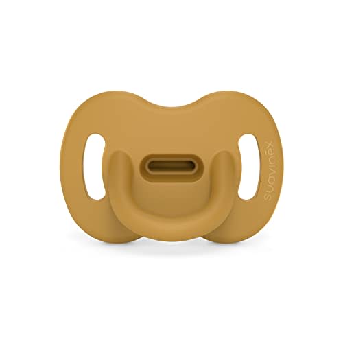 Color Essence SX PRO Silicone Baby Pacifier 1Pk, Made with 100% Soft Silicone, Baby Essentials Perfect for Breastfeeding Babies, Designed in Spain, 0-6 Mths, Bright Mustard