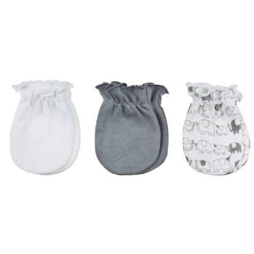 Playette 3 Pack Mitten Elephant Grey | Baby Mittens | Baby Bunting AU