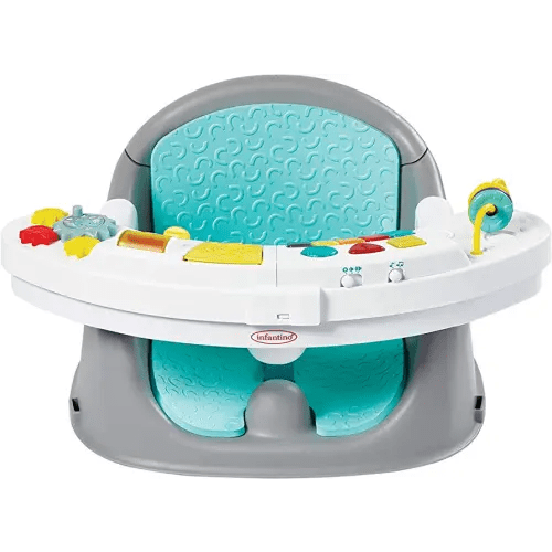 Infantino Music & Lights 3-in-1 Discovery Seat and Booster - Convertible, Infant Activity and Feeding Seat with Electronic Piano for Sensory Exploration, for Babies and Toddlers, Teal