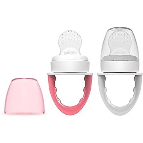 Dr. Brown's Designed to Nourish, Fresh Firsts Silicone Feeder, Pink & Gray, 2 Count