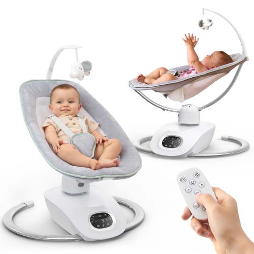 Momcozy CocoSway 3D-Motion Baby Swing for Infants to Toddlers, 6 Motion Modes & 4 Speeds, 180° Rotating Seat, 8 Preset Lullabies