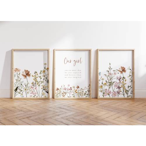 Boho Nursery Wall Art, Wildflower Nursery Decor, Botanical Print, Floral Nursery, Girl Nursery Decor, Flower Nursery, Our Girl Print Nursery