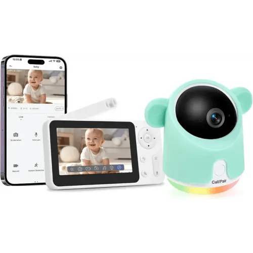 Baby Monitor with Camera and Audio, 1080P Baby Camera Monitor WiFi Smartphone App Control Night Vision 4.3” Screen 2-Way Talk Temperature & Humidity Sensor Lullabies Motion & Cry Detection iOS/Android
