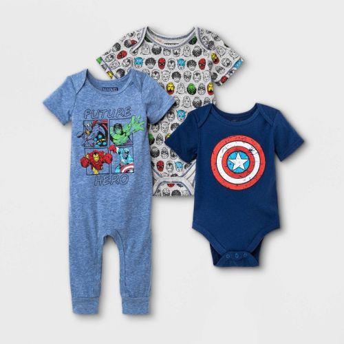 Baby Boys' 3pc Marvel Top & Bottom Set - Blue 0-3m