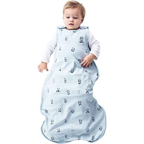 Woolino 4 Season Ultimate Baby Sleeping Bag - Merino Wool and Organic Cotton - Universal Size Adjustable Sleep Sack for Baby - Two-Way Zipper Infant Sleeping Bag (2-24 Months) - Panda