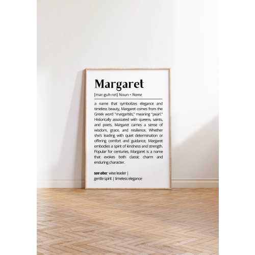 Margaret Name Definition Wall Art Print Elegant Personalized Gift for Friends & Family Timeless Name Meaning Poster Classic Home Art Decor