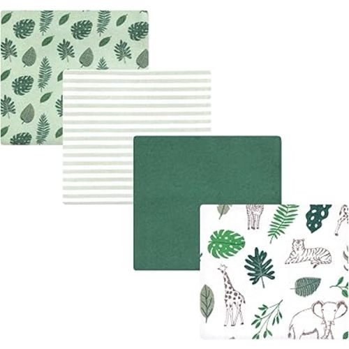 Hudson Baby Unisex Baby Cotton Flannel Receiving Blankets, Jungle, One Size