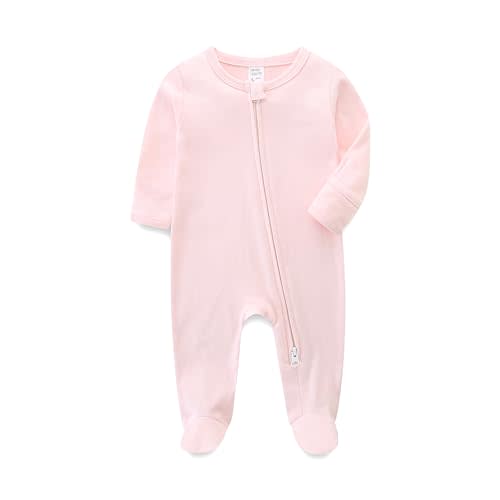 Unisex Baby Boy and Girl Zipper Onesie Solid Toddler Footie One-Piece Infant Romper Jumpsuit