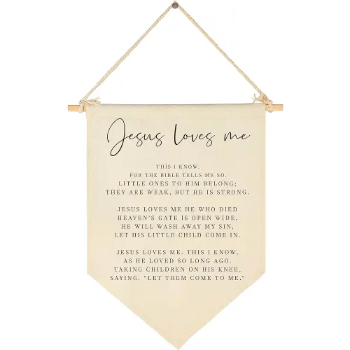 Bible Verse Sign-Scripture Decor-Baby Banner Shower Gift-Sunday Shool Song Decor-Flag Decoration Gifts for Baby Boys Girls Kids-Banner Wall Present for Nursery Infant Room Playroom Bedroom Front Door