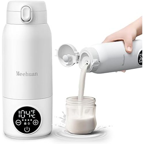 Portable Bottle Warmer for Travel - 17oz Baby Bottle Warmer with 2-Min Heating, Precise Temp Control (98°F-158°F) & IPX6 Waterproof Design | Bottle Warmer On-The-Go for Car, Airplane, Outdoor