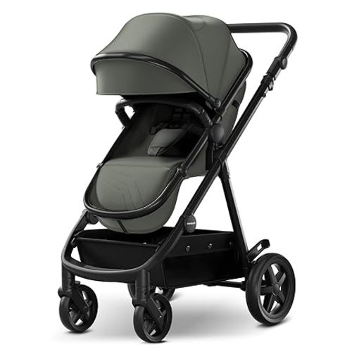 Mompush Meteor2 Baby Stroller 2-in-1 with Newborn Mode, Large Shock-Absorbing Wheels, Car Seat Adapter Included – Full-Size Infant & Toddler Stroller for All-Terrain Family Outings