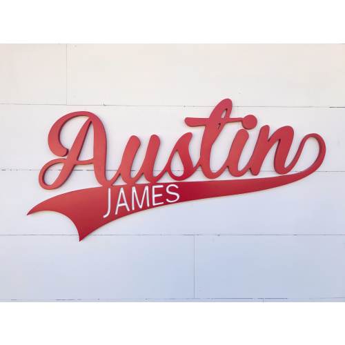Baby boy Nursery sign, Baby name cutout, sports theme nursery, boys name sign, kids room baseball decor, above crib name sign