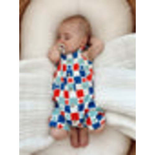 Red, White & Blue Checkerboard / Organic Bay Shortie – SpearmintLOVE