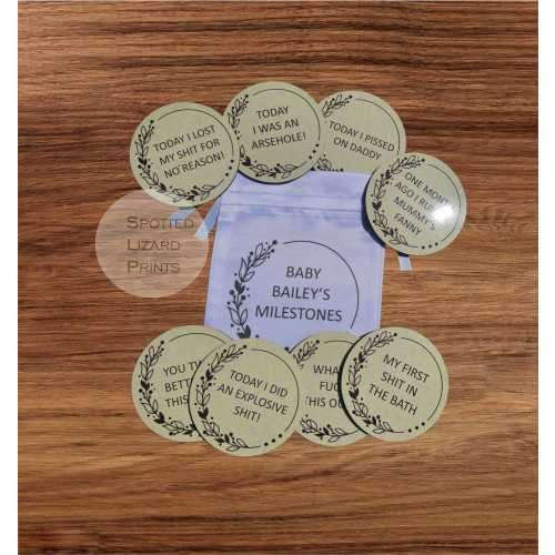 Funny/Sweary Baby Milestone Discs - Novelty Baby Milestone - Baby Shower Gift