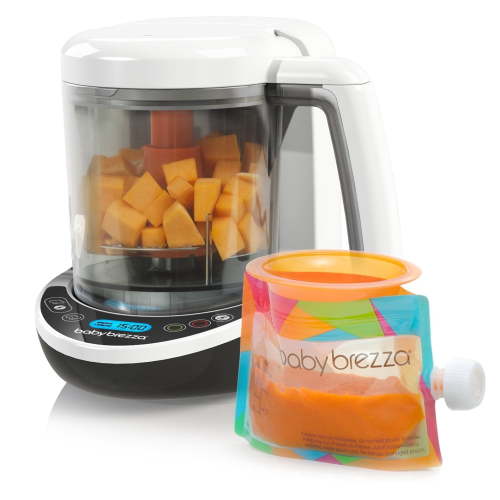 Baby Brezza One Step Food Maker, with 1 Baby Food Maker, 3 Reusable Food Pouches, 3 Easy-Fill Funnels, White