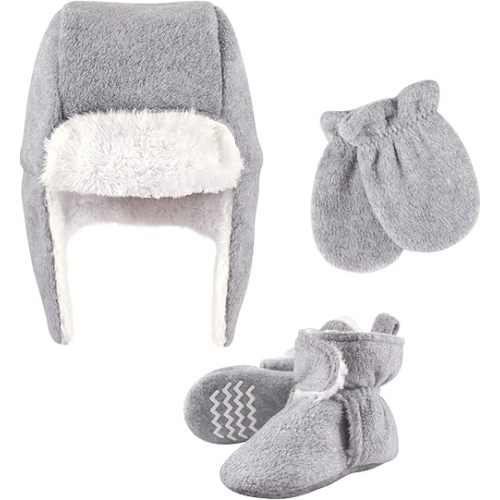 Hudson Baby Girls' Trapper Hat, Mitten and Bootie Set