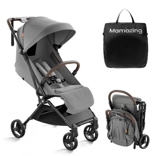 MAMAZING Ultra Air Lightweight Baby Travel Stroller with Carbon Fiber Frame, Compact & Airplane-Friendly, One-Handed Fold, 11.6 lbs, Perfect for Toddlers, Organizer & Cushion Included, Simply Taupe