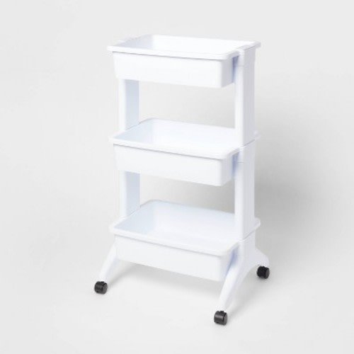 3 Tier Utility Cart White - Brightroom™: Portable Rolling Storage with Wheels, Universal Organization, No Assembly Required