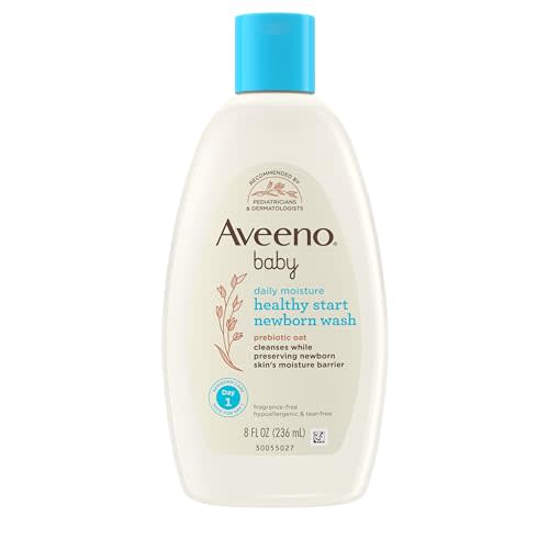 Aveeno Baby Healthy Start Nourishing Newborn Wash, Hypoallergenic Baby Body Wash with Prebiotic Oat Gently Cleanses Delicate Newborn Skin, Fragrance-Free, Tear-Free, Paraben-Free, 8 fl. oz