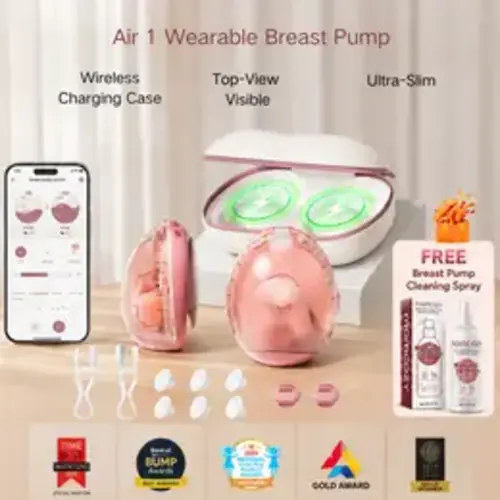 Momcozy Air 1 Wearable Breast Pump,Ultra-Slim with Wireless Charging Case | Ultra-Slim Hands-Free,Top-View Visible, App Control, Auto Mode Switching, Milk Tracking & Full-Collector Alerts, 6oz - TikTok Shop