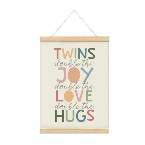 foedor Friend Gift Twin Baby Essentials Poster Hanger Frame,Twins Baby Items Must Haves Wall Sign Decor for Nursery Baby Kids Girl Boy Teen Bedroom Playroom