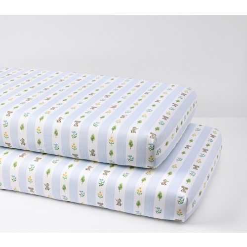 Elephant Stripe Organic Crib Fitted Sheet