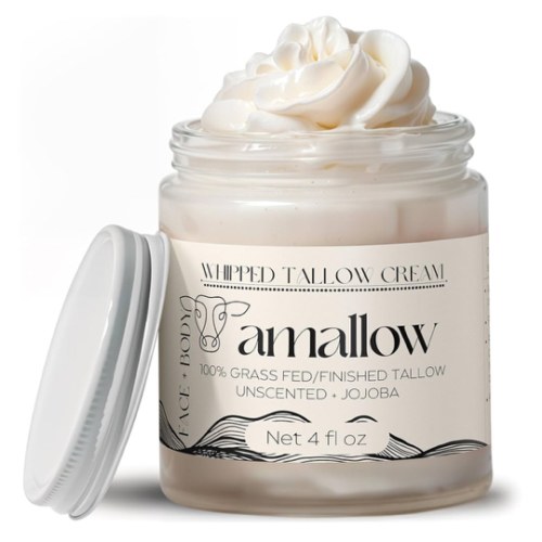 100% Grass Fed Beef Tallow for Skin Care - Face + Body - Whipped Moisturizer for Sensitive Skin - Natural Lotion, 4 FL. oz. (Unscented + Jojoba Oil)