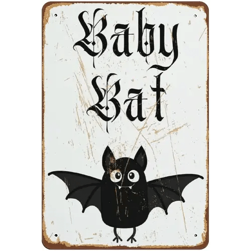 Baby Bat Art Print Goth Baby Goth Nursery Goth Baby Decor Goth Baby Bedroom Prints Goth Baby Room Decor Novelty Tin Metal Sign Plaque Bar Pub Vintage Retro Wall Decor Home Group Porch 8x12 Inch