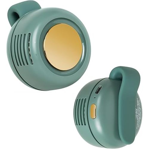 Portable Silent Mini Bladeless Fan Clip On,Small Whirlwind Bladeless Clip On Fan, 2025 New Adjustable 3-Speed Suspended Waist Fans, For Outdoor & Travel & Office, Travel Accessories (green 01)