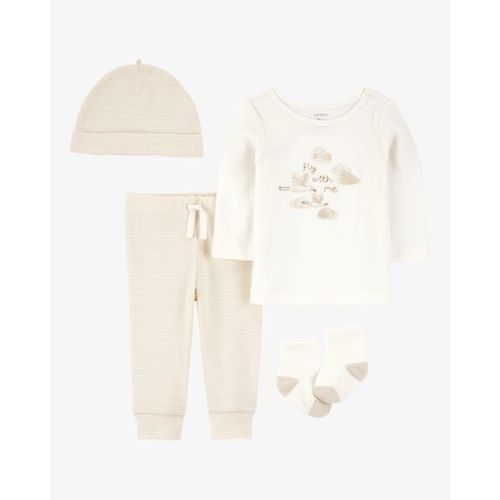 Baby 4-Piece Cloud Print Outfit Set - White/Tan - Carter's | Carter's