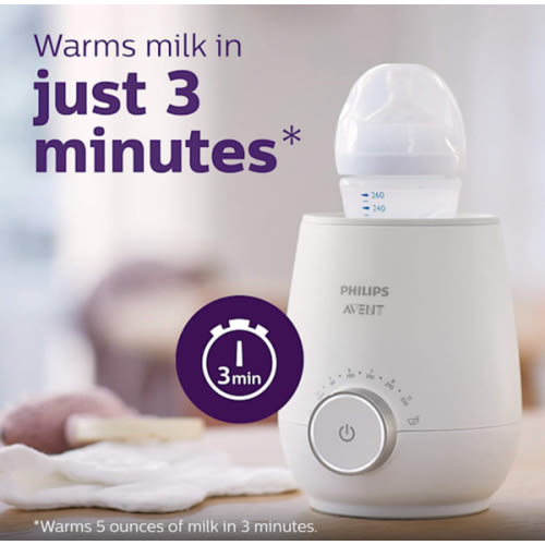 Philips Avent Premium Fast Bottle Warmer, with Smart Temperature Control, Water Bath Technology, Automatic Shut-Off, Model SCF358