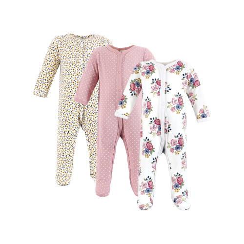 Hudson Baby Long Sleeve Sleep and Play, 3-Pack, Newborn-9 Months