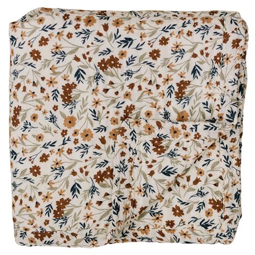 Mebie Baby Muslin Quilt, Harvest Floral - 100% Cotton Baby Blanket for Girls & Boys, Newborns to Toddler, Soft Swaddle Blanket, 47"x47"