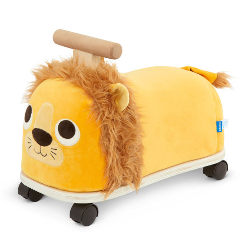 Battat Rollin' Lion Animal Ride-On Toy with Wooden Handle, Toddler and Preschool Toys