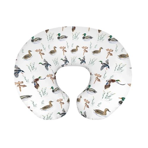 Baby Boy Girl Nursing Pillow Cover Mallard Duck Hunter, Watercolor Flying Wild Animal Hunting Reed Breastfeeding Pillowcase, Bottle Feeding Pillow Slipcover Cover Only