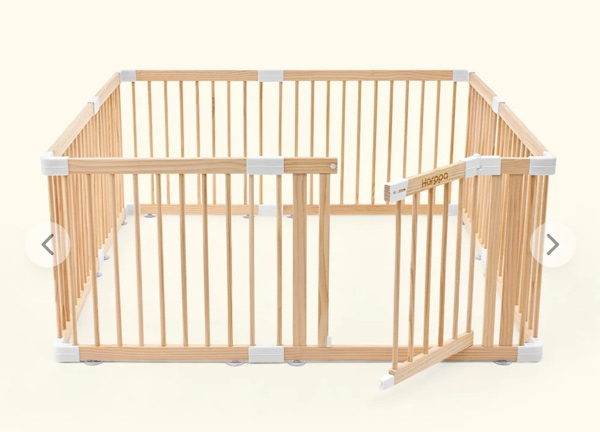 HARPPA Grovi Wooden Baby Gate Playpen | Non-Toxic Foldable DIY Adjustable Play Yard for Infants & Toddlers – Natural Finish Baby Fence for Small & Large Spaces